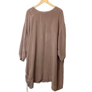 European Culture Royal Dye Brown Knee Length Longsleeve Shift Dress Size Large